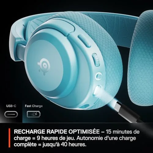 SteelSeries Arctis Nova 3PW Bleu ciel 40h Bluetooth 2,4 GHz - vue 4