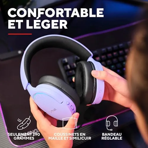Trust Gaming GXT 491P Fayzo Casque Sans-Fil 7.1 Violet - vue 6