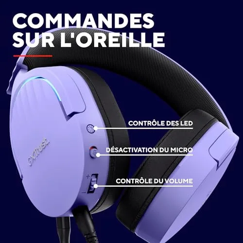 Trust Gaming GXT 490P Fayzo 7.1 USB RGB Violet - vue 5