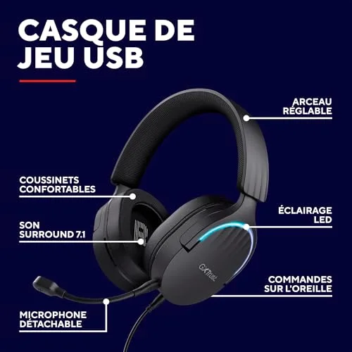 Trust GXT 490 Fayzo Casque Gaming USB 7.1 Surround - vue 2