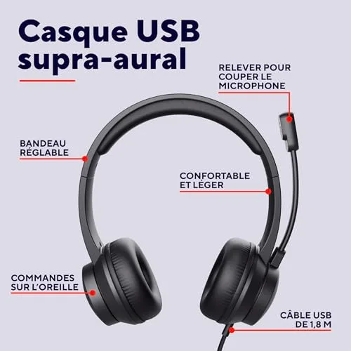 Trust Roha II USB PC Headset Noir Micro antibruit - vue 2