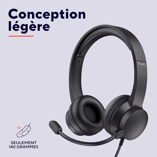 Trust Roha II USB PC Headset Noir Micro antibruit - vue 4