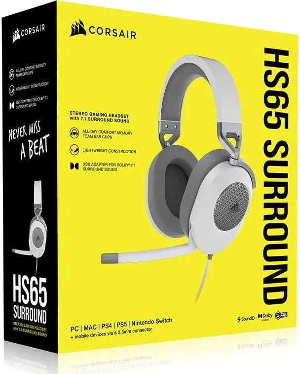 Corsair HS65 Surround Blanc - vue 3