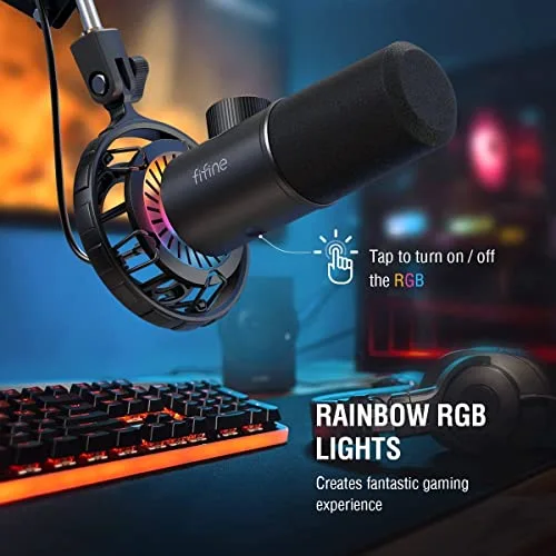 FIFINE K658 Microphone USB Dynamique RGB avec Bouton Silence et Prise Casque 3,5 mm - vue 4