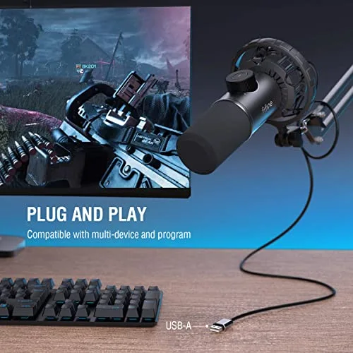 FIFINE K658 Microphone USB Dynamique RGB avec Bouton Silence et Prise Casque 3,5 mm - vue 5