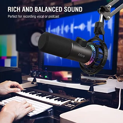 FIFINE K658 Microphone USB Dynamique RGB avec Bouton Silence et Prise Casque 3,5 mm - vue 6