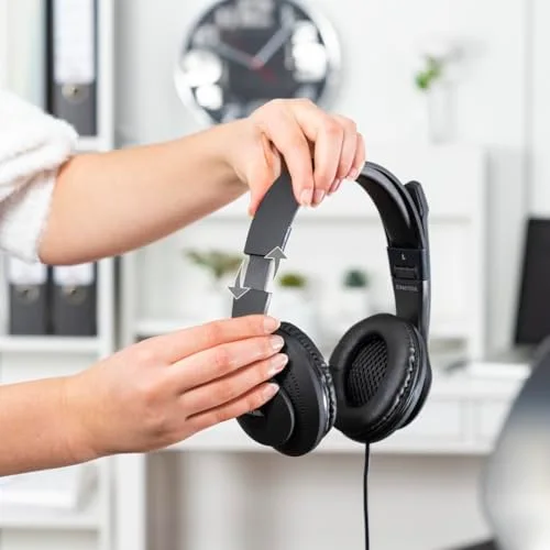 Hama Micro-casque supra-auriculaire filaire Stereo noir volume réglable Mise en sourdine du microphone ordinateur - vue 3