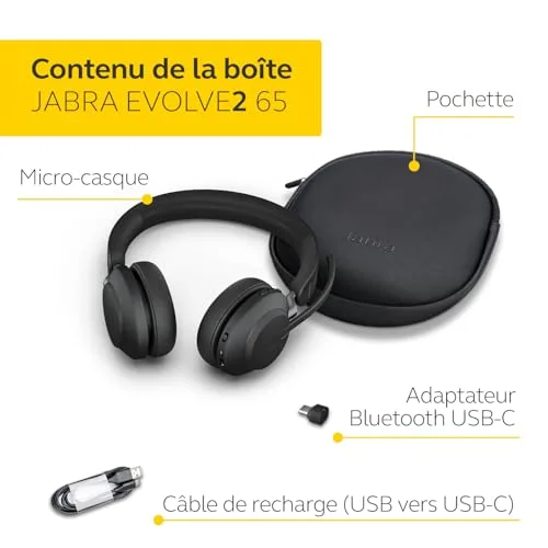 Jabra Evolve2 65 Casque Sans Fil Certifié Microsoft Teams 37h - vue 3