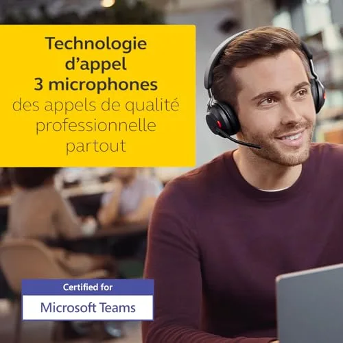 Jabra Evolve2 65 Casque Sans Fil Certifié Microsoft Teams 37h - vue 4