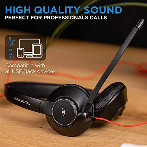Bluestork MC401 Micro-casque filaire USB + Jack 3,5 mm Noir - vue 2