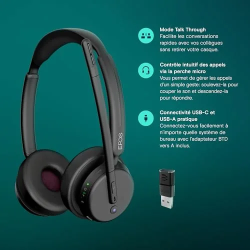 EPOS IMPACT 500 Series Micro-casque Sans-fil ANC Hybride - vue 3