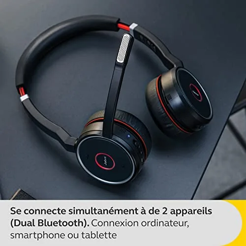 Jabra Evolve 75 SE UC Stereo Noir ANC Bluetooth - vue 3
