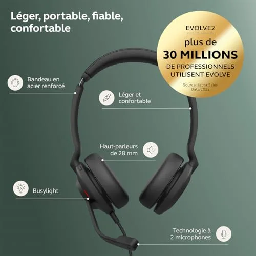 Jabra Evolve2 30 SE UC Stereo USB-A Filaire Sur-oreille - vue 2