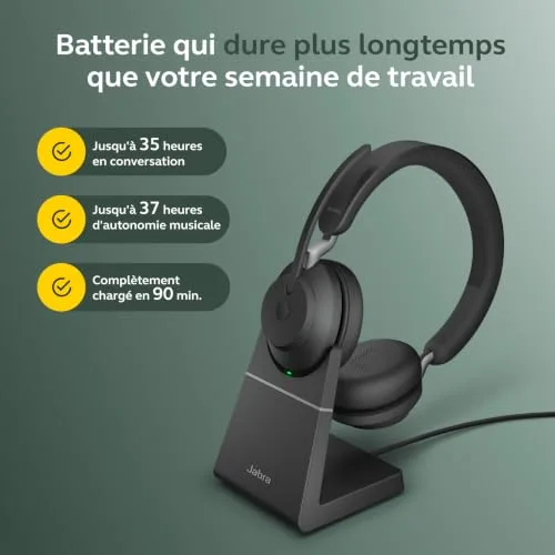 Jabra Evolve2 65 Noir Sans-fil Stéréo Supra-aural - vue 6