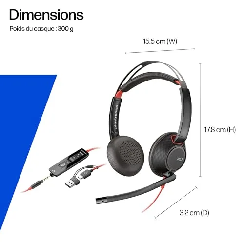 Micro-casque - POLY - Blackwire 5220 - Filaire - USB-C/USB-A - Antibruit flexible - vue 7