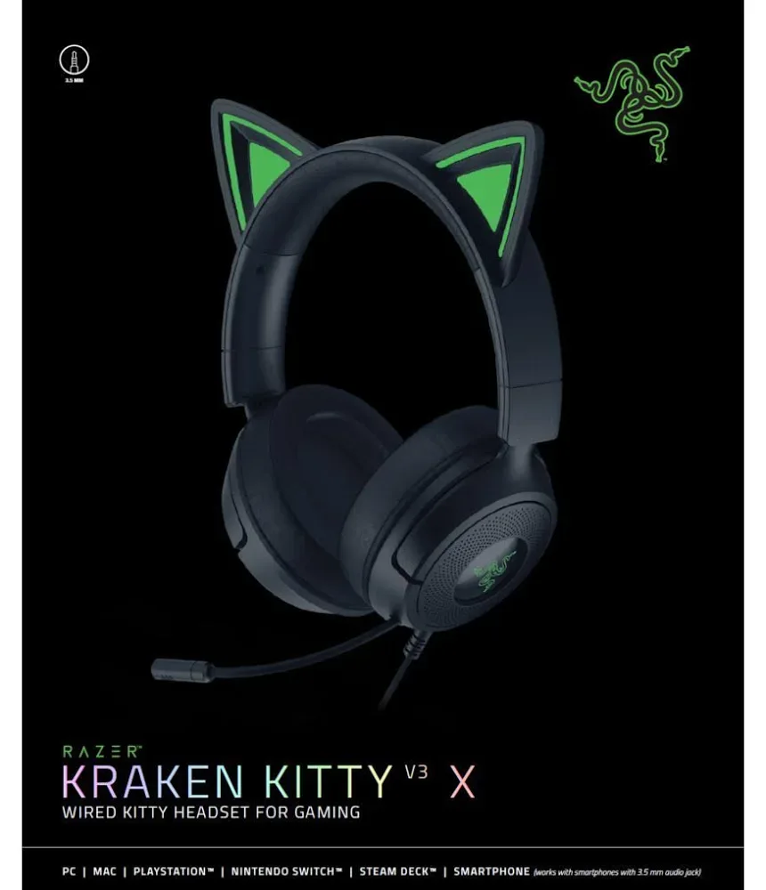 Razer Kraken Kitty V3 X Black Noir - vue 4