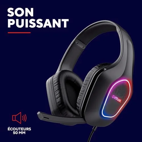Trust GXT 419 Rayne Casque Gaming Léger LED 50mm - vue 5