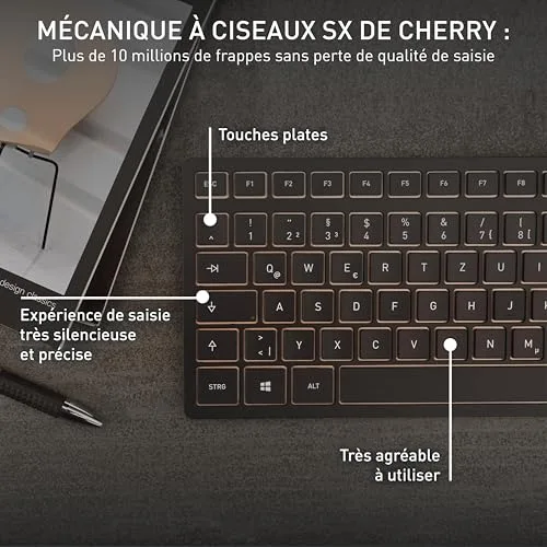 Cherry DW 9100 SLIM ensemble clavier et souris sans fil AZERTY rechargeable - vue 4