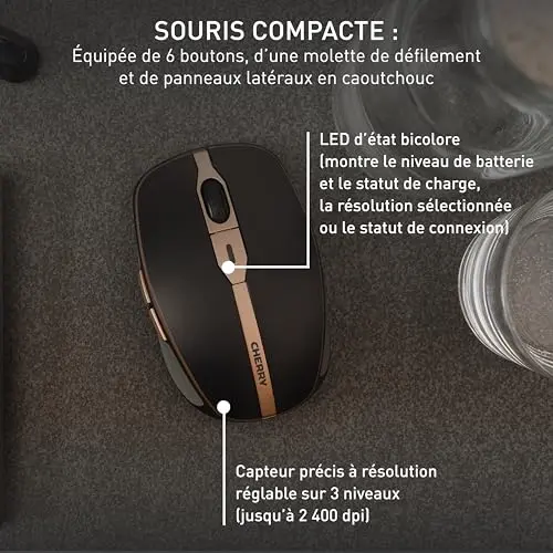 Cherry DW 9100 SLIM ensemble clavier et souris sans fil AZERTY rechargeable - vue 5