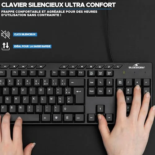 Bluestork Media Office Clavier Filaire AZERTY - vue 2