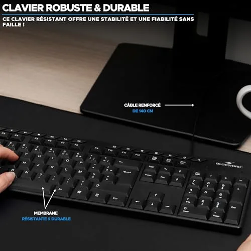 Bluestork Media Office Clavier Filaire AZERTY - vue 5