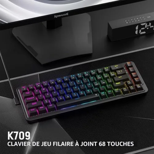 Redragon K709 NOVA HE 68 touches RGB hot-swap - vue 9