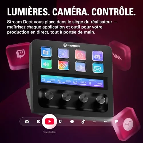 Elgato Stream Deck + Console de mixage 8 touches LCD 4 molettes - vue 2