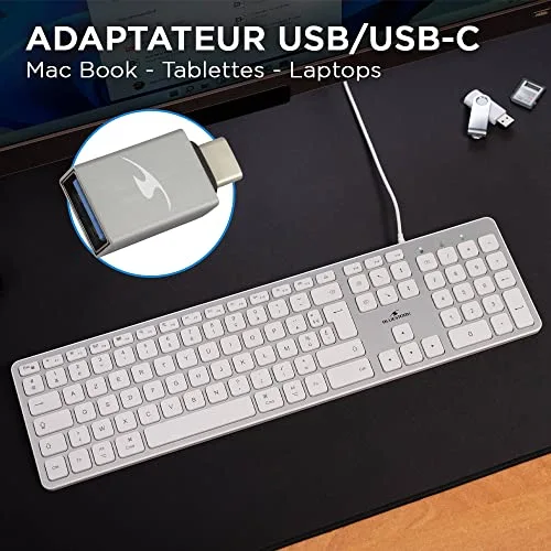 Bluestork KB-MAC-W/FR Clavier Filaire Blanc AZERTY - vue 3