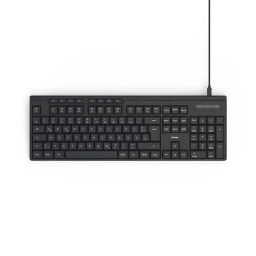 Clavier filaire ergonomique - Hama - Touches silencieuses - Disposition QWERTZ - Câble amovible - Multimédia - vue 2