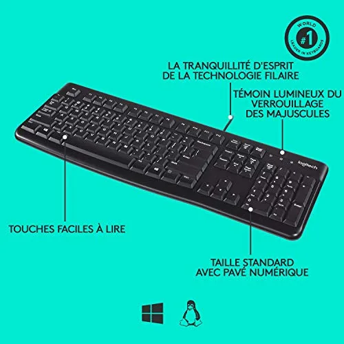 Logitech K120 Business AZERTY Membrane Filaire - vue 6