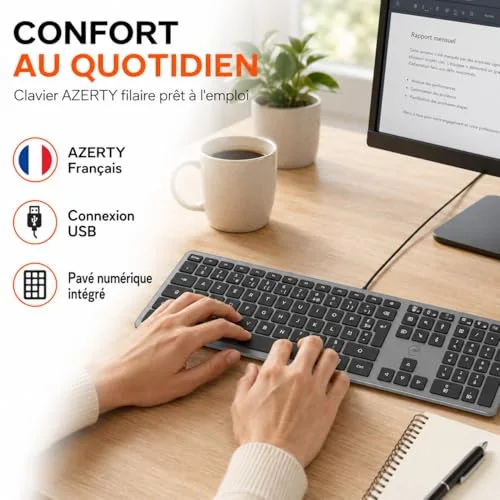 Mobility Lab Slim Space Grey AZERTY Filaire Métal - vue 6