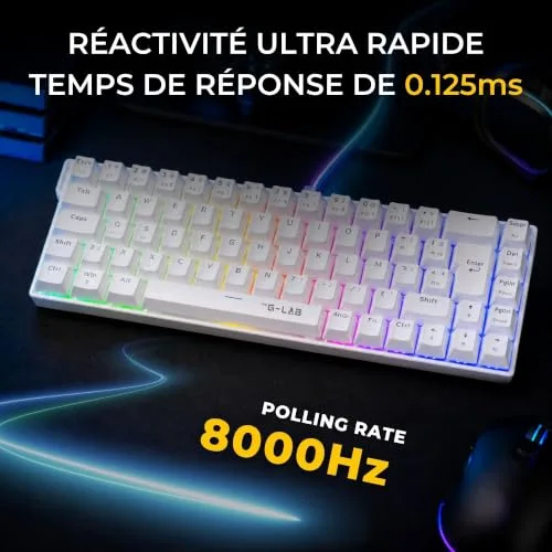 THE G-LAB Keyz Titanium HE Blanc AZERTY 65% RGB - vue 4