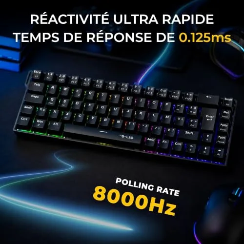 THE G-LAB Keyz Titanium Wireless 65% AZERTY RGB - vue 3