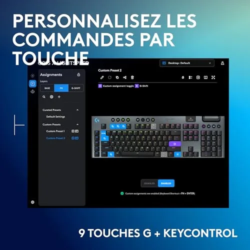 Logitech G915 Lightspeed GL Tactile AZERTY Noir - vue 5