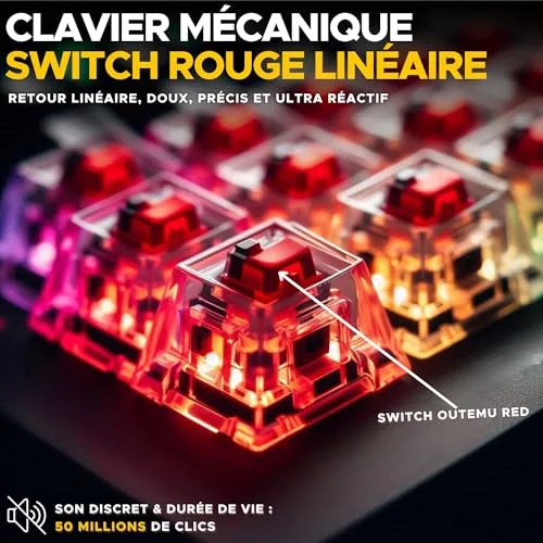The G-Lab KEYZ TITAN Blanc 65% Triple Mode RGB Switch Outemu Red - vue 3