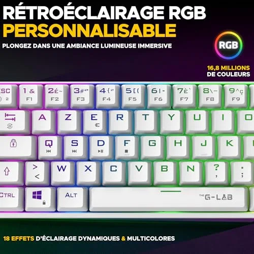 The G-Lab KEYZ TITAN Blanc 65% Triple Mode RGB Switch Outemu Red - vue 6