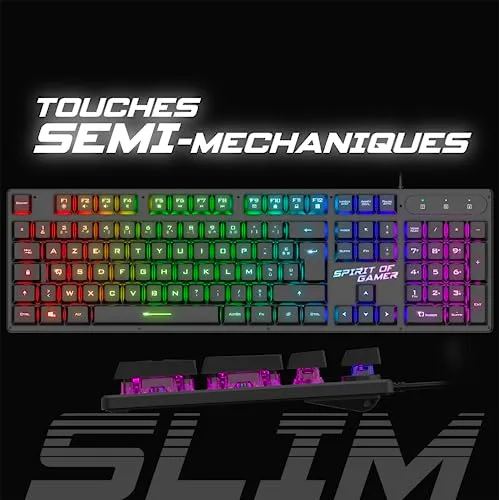 Spirit of Gamer PRO-K1 Clavier Semi-Mécanique RGB AZERTY - vue 2