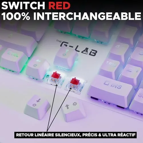 The G-Lab KEYZ RUBIDIUM Mécanique Switch Rouge RGB AZERTY - vue 3