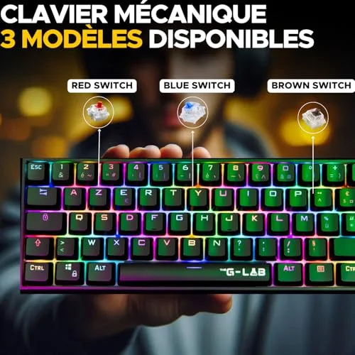 The G-Lab Keyz Thallium TKL 60% Outemu Red Hot Swappable RGB AZERTY - vue 2