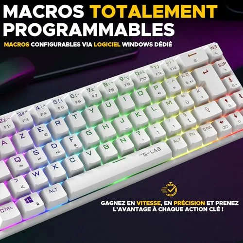 The G-Lab KEYZ TITAN Mécanique Switch Rouge RGB Blanc Filaire - vue 6
