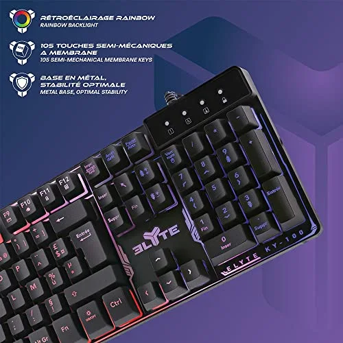 TNB ELYTE KY-100 Clavier gamer semi-mécanique Rainbow AZERTY - vue 5