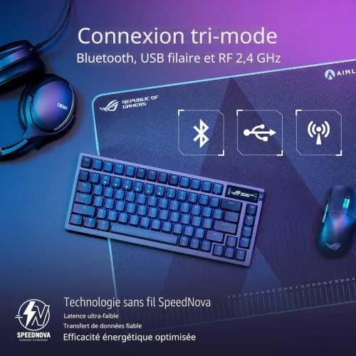 ASUS ROG Azoth 75% Sans-fil RGB OLED Switch ROG NX Red - vue 3