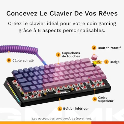 Glorious GMMK 3 Compact 65% AZERTY Hot-Swap RGB - vue 4