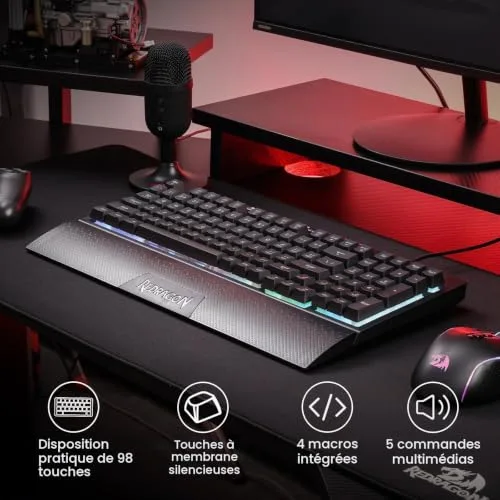Redragon K515-RGB Shiva 98, membrane RGB - vue 2