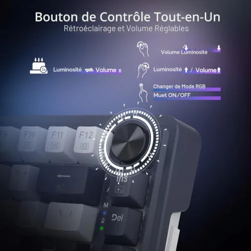 Redragon K673 PRO 75% RGB Red Switches - vue 7