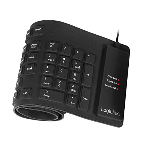 LogiLink Flexible Waterproof QWERTZ Allemand, noir