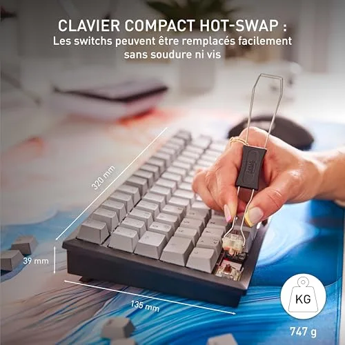 Cherry KW 300 MX 75% Hot-Swap MX2A Brown Blanc - vue 2