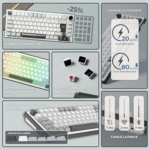 THE G-LAB KEYZ Elite 300 WG TKL sans fil RGB - vue 8