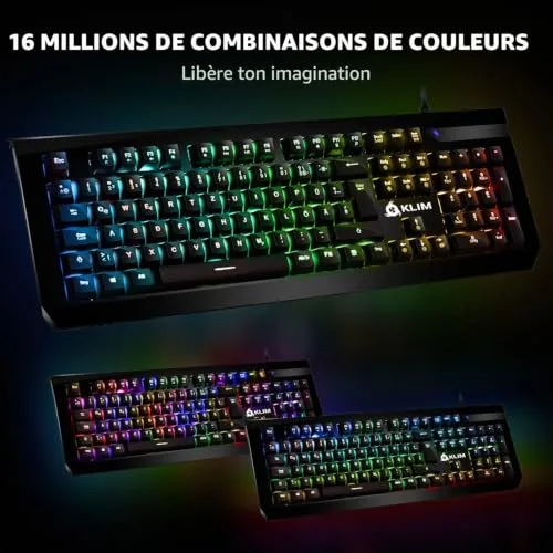 KLIM Domination Clavier Mécanique RGB Switchs Outemu Bleus AZERTY - vue 3