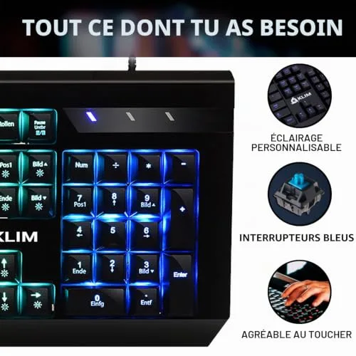 KLIM Domination Clavier Mécanique RGB Switchs Outemu Bleus AZERTY - vue 6